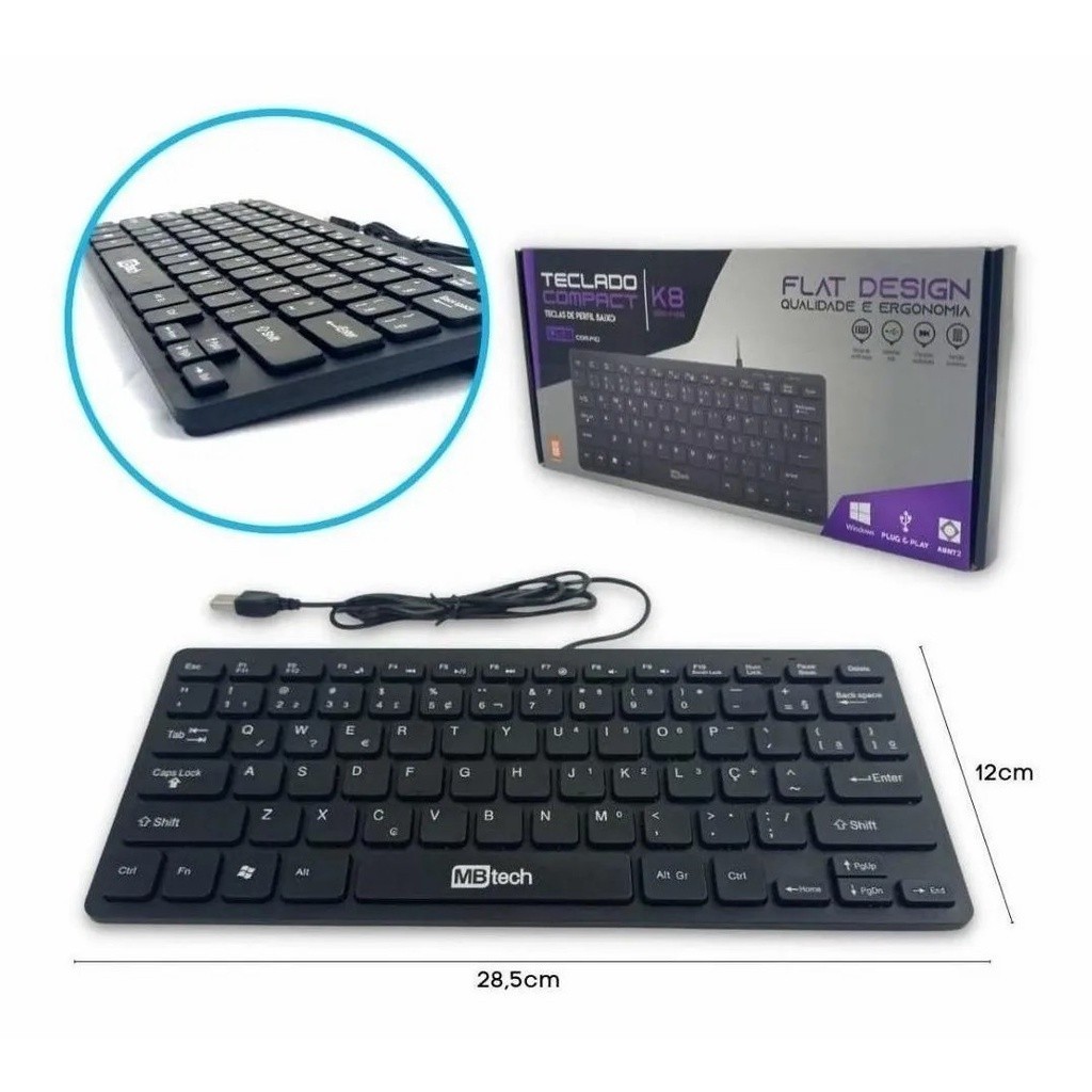 Mini Teclado Usb Notebook Pc Computador Mbtech K8 Pequeno | Shopee Brasil
