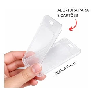 Kit 2 Capa Protetor Porta Cartão Bancário Ônibus com 2 Cordão Retrátil e Presilha de Bolso ou Calça