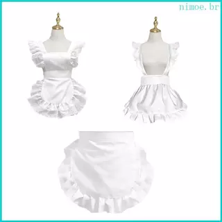 Nim Maid Costume Avental Babados Cintura Para Halloween Cosplay Cozinha