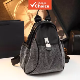 Mochila de strass para mulheres, grande capacidade, novo design fashion com fecho de bloqueio, bolsa de mão com