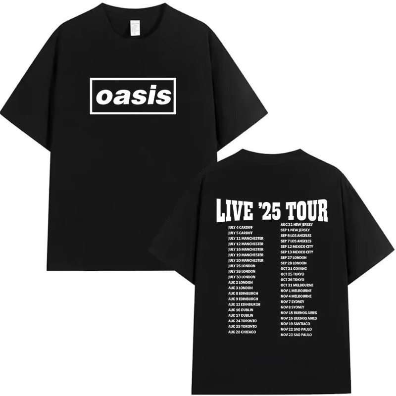 Camisa O-Oasis Live 25 Tour Blusa Unissex Camisetas de Algodão