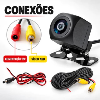 Câmera de Ré Veicular AHD 720P 140° IP68 para Monitor Compatível 12V