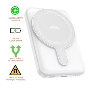 Power power Bank KAIDI KNC8885 5000mAh Magnético MagSafe 15W com Suporte - Preto e Branco