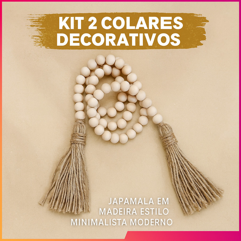 Kit Colares de Mesa Japamala Decorativo – Madeira Estilo Minimalista Moderno
