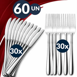 Kit de Talheres para Sobremesa em Aço Inox – Garfo e Faca para Casa, Cafeterias e Restaurantes
