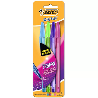 Caneta esferográfica Shimmers Fashion 1.2 AZ/VD/RX/RS com 4 unidades Bic em Oferta na Shopee