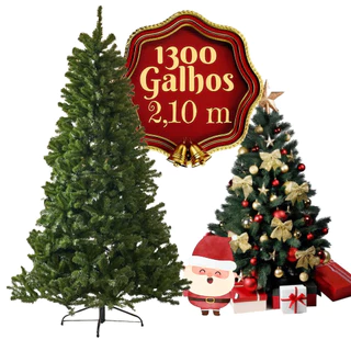 Árvore De Natal 2,1m 1300 Galhos Pinheiro Luxo Grande Cheia
