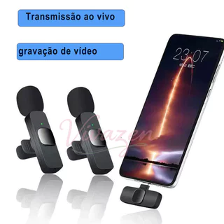 Microfone de Lapela Sem Fio Microfone Lapela Sem Fio Iphone/Tipo C Profissional