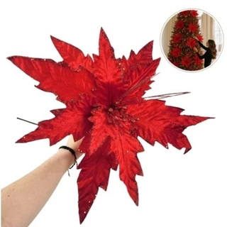 Flor de Natal Vermelha com Glitter – Decoração Natalina