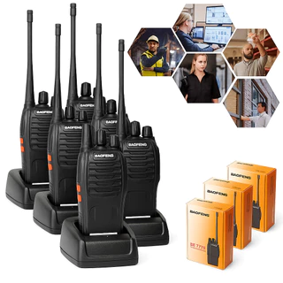 Kit 2 Walkie Talkies BF-777S – Rádio Comunicador Recarregável, 16 Canais, Alcance de 12 Km