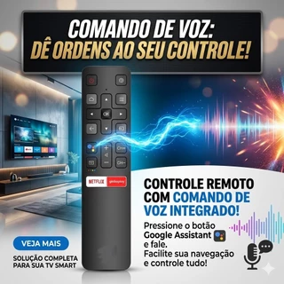 Controle Remoto Compatível Com Tv TCL SEMP Smart LCD LED Android RC802V Com Comando de Voz