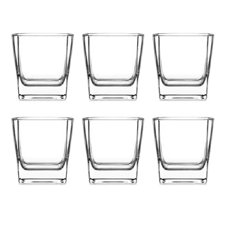 Kit 6 Copos Rocks Quadrados De Vidro 255ml P/whisky Transparente
