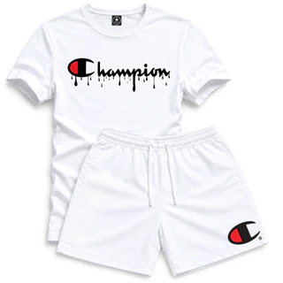 Conjunto Masculino Champion Camiseta + Short Tactel Premium Academia Casual Fitness