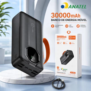 Power Bank 30000mAh Carregador Portátil 22,5W Carga Rápida USB USB-C Compatível iPhone Android Alta Capacidade