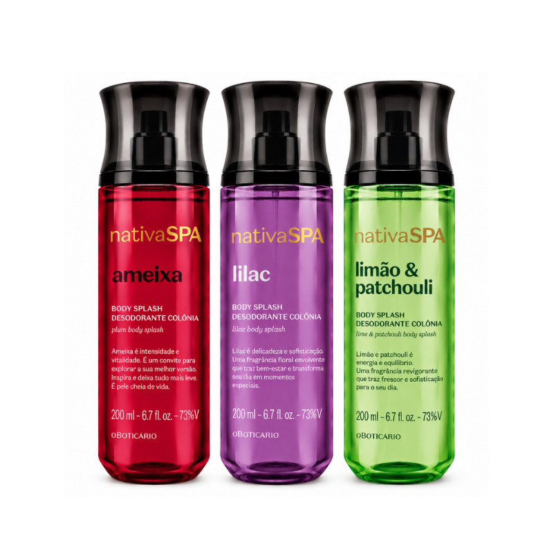 Combo Nativa SPA Body Splash – 3 Fragrâncias de 200ml – Total 600ml