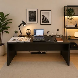 Escrivaninha Mesa de Escritório 2 Lugares 180cm Preta ME4185 Preto