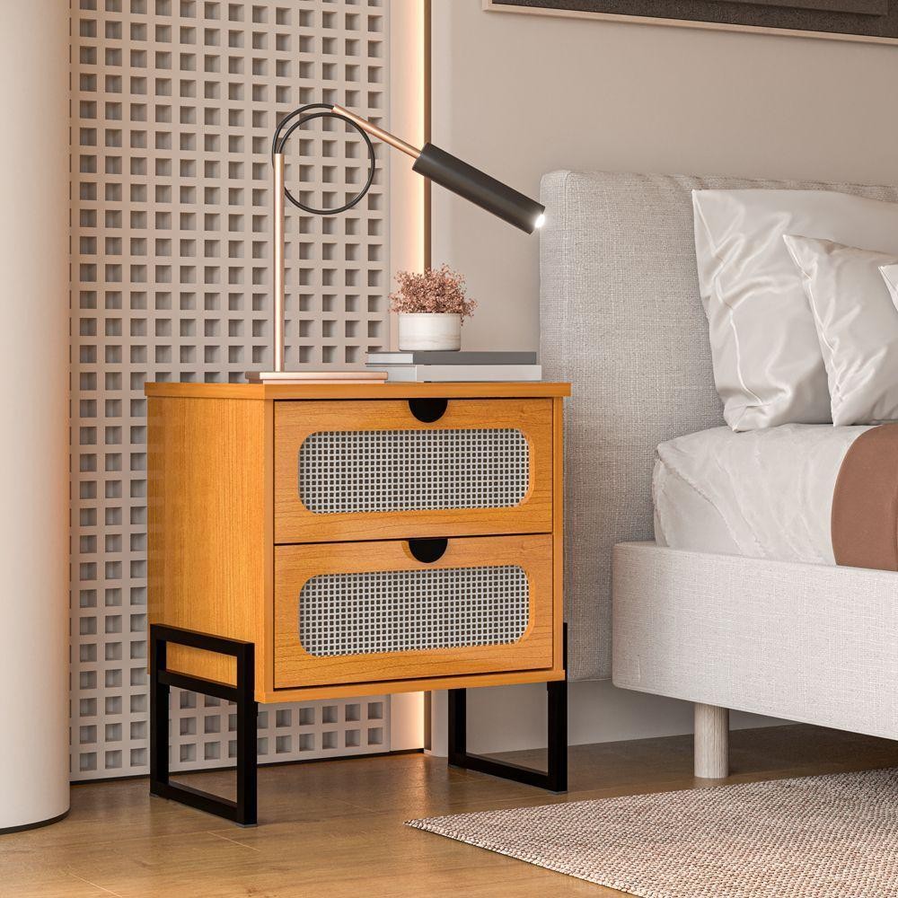 Mesa De Cabeceira Luxo Titanium Com Fino Acabamento 45cm Nature 