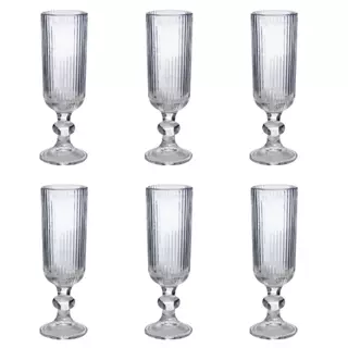 Jogo De Taça Canelada Lirio Clear Vidro 150ml 6 Peças em Oferta na Shopee