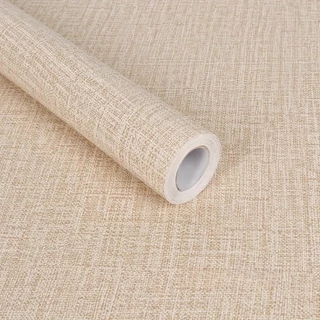 Papel De Parede Autocolante Efeito Textura De Linho Amarelo Areia Bactericida Rolo 5m X 45cm