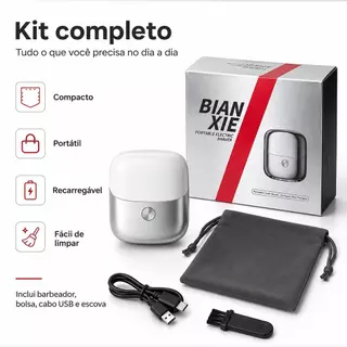Mini Barbeador Elétrico USB-C Recarregável, Lâminas Duplas, Cabeça Flutuante, Corpo Lavável para Viagem e Uso Diário
