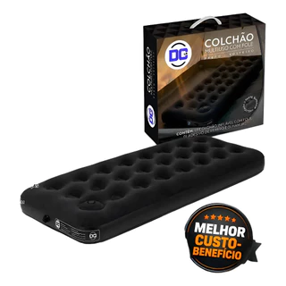 Colchão Inflável Solteiro Com Inflador Embutido 100kg Dc Pr