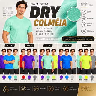 Kit 3 Camisetas tecido Dry Colmeia Leves para Academia e Dia a Dia
