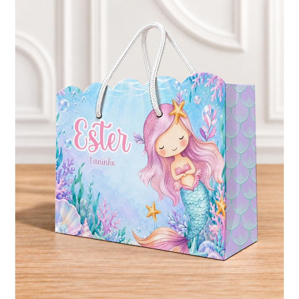Sacolinha Nuvem Sereia Aquarela Personalizadas PEGUE E MONTE | Shopee ...