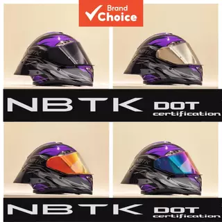 Capacete de Motocicleta Roxo NBTK Flame Hunter – Certificado DOT/ECE, Casco Leve em ABS, Forro Lavável, Duas Asas e