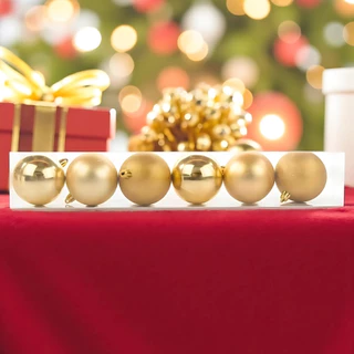 Bolas de Natal em Tubo - Ouro Lisa, Matte e Glitter - 10cm - 6 unidades - Cromus - Rizzo