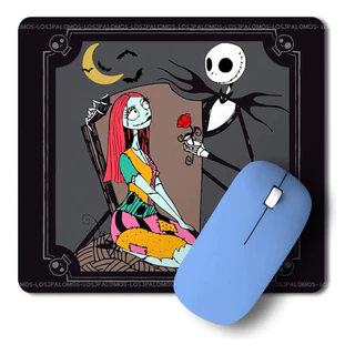 Mousepad Jack Skellington e Sally O Estranho Mundo 20x24 cm para Fãs e Escritório