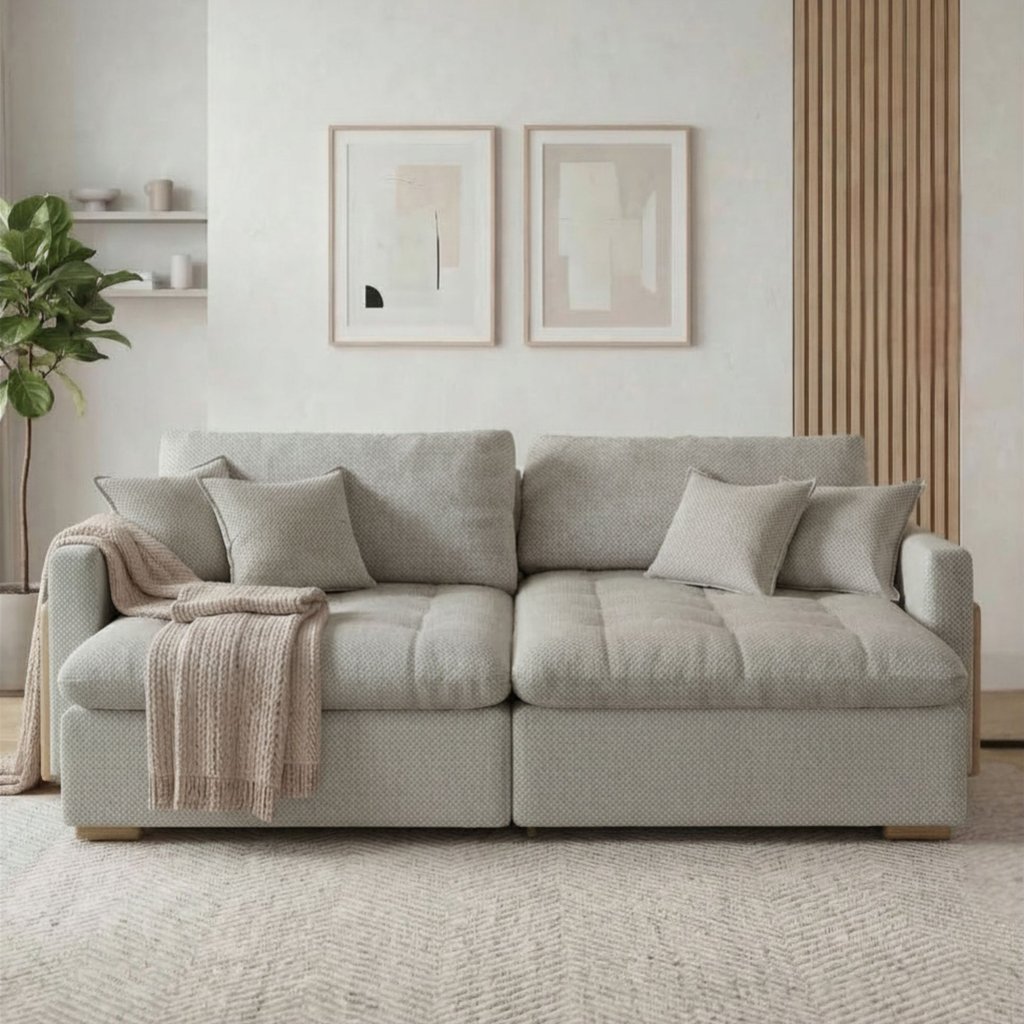 Sofá Cama 3 Lugares Retrátil Reclinável 220cm Linho com Molas Ensacadas Atena Yescasa Cinza Claro