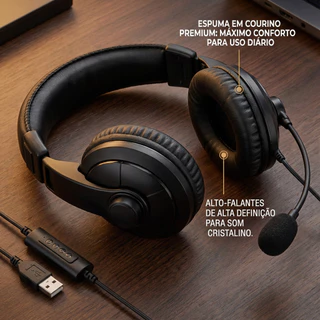 Fone De Ouvido Headset Usb Telemarketing Com Microfone biauricular
