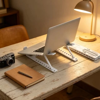 1 Conjuntos Suporte Para Notebook Ajustável Ergonômico Preto E Branco Dobrável Melhor Resfriamento Postura