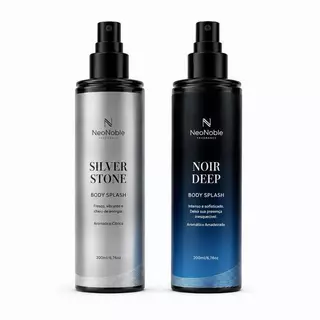 Kit 2 Perfumes Body Splash Masculino 200ml Silver Stone e Noir Deep Deo Colônia