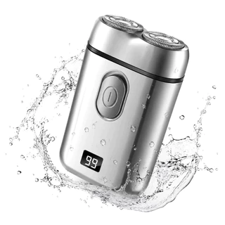 Barbeador Recarregável USB Portátil para Uso Doméstico com Visor LCD Dupla Lâmina Rotativa LFJ-3186