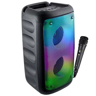 Caixa de Som Bluetooth Led RGB TWS USB P2 Rádio FM Entrada P10 Com Mic Karaokê Suporte Para Celular