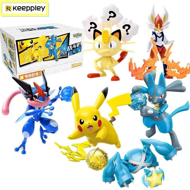 2025 Blocos de Construção Pokémon Originais Keepley Pikachu Meowth ...