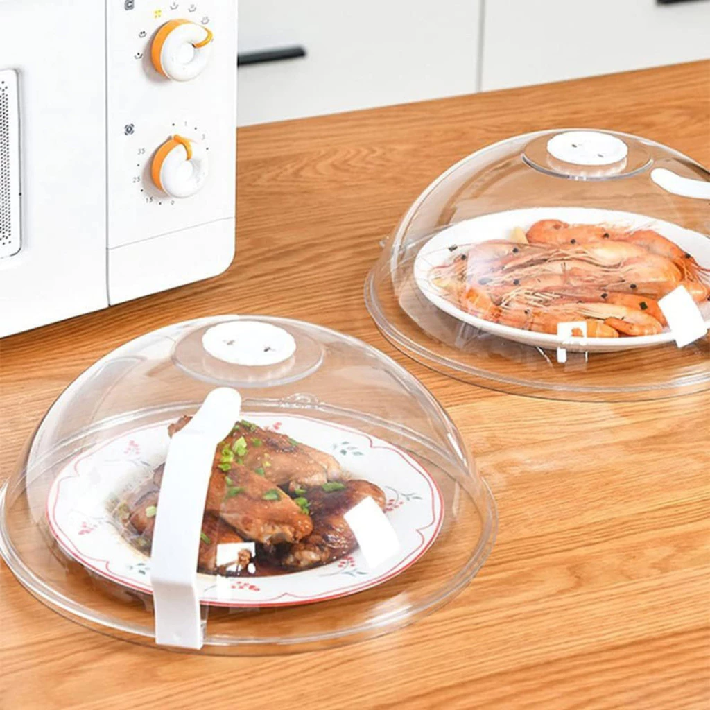 Tampa de Microondas TRANSPARENTE Protetor Anti Sujeira Comida Com Válvula Alça De Plástico
