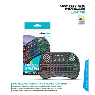 Mini Teclado Controle Sem Fio Para Smart Tv Box Pc