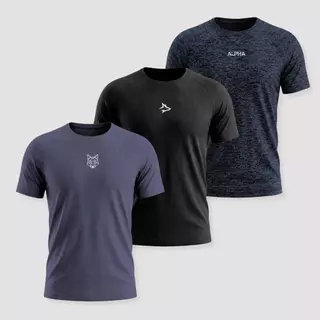 Kit 3 Camisetas Masculinas Dry Esporte Academia Alpha