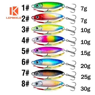 LEMIKKLE - 8PCS Iscas Jig Metalico 7g‑10g‑15g‑20g‑25g‑30g, Isca Artificial Metal Jig com Gancho Triplo, Efeito Refletivo