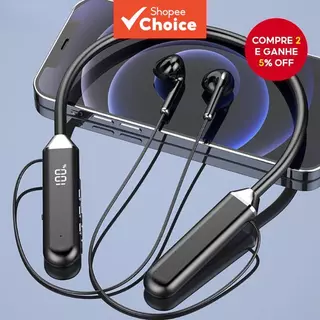 Fones De Ouvido Bluetooth Com Faixa De Pescoço Universal TWS Sem Fio Extra Long Standby LED Display Digital HiFi Estéreo