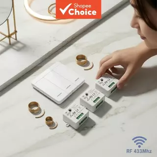 Interruptor Inteligente De Parede Sem Fio RF 433MHz 86 Painel Mini Relé Atmosfera Lâmpada