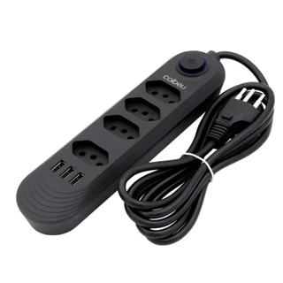 Extensão de tomadas 4 tomadas de 3 furos e 3 usb filtro de linha com cabo de 2m Bivolt-Promoção