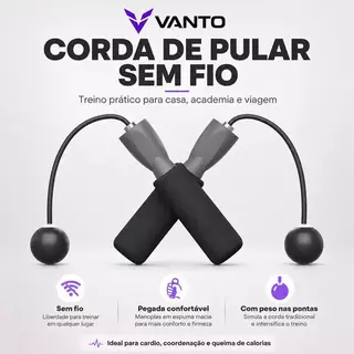 VANTO Corda de Pular Sem Fio com Peso Profissional Fitness Cardio Queima Calorias Casa Academia