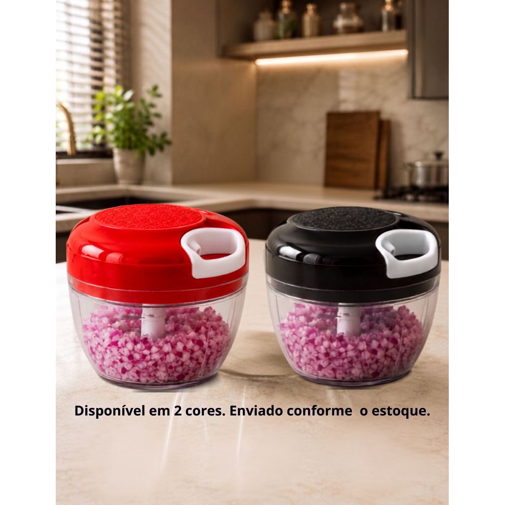 Processador Triturador 500ml Manual 3 Laminas 12x9x12cm Alimentos Alho ...