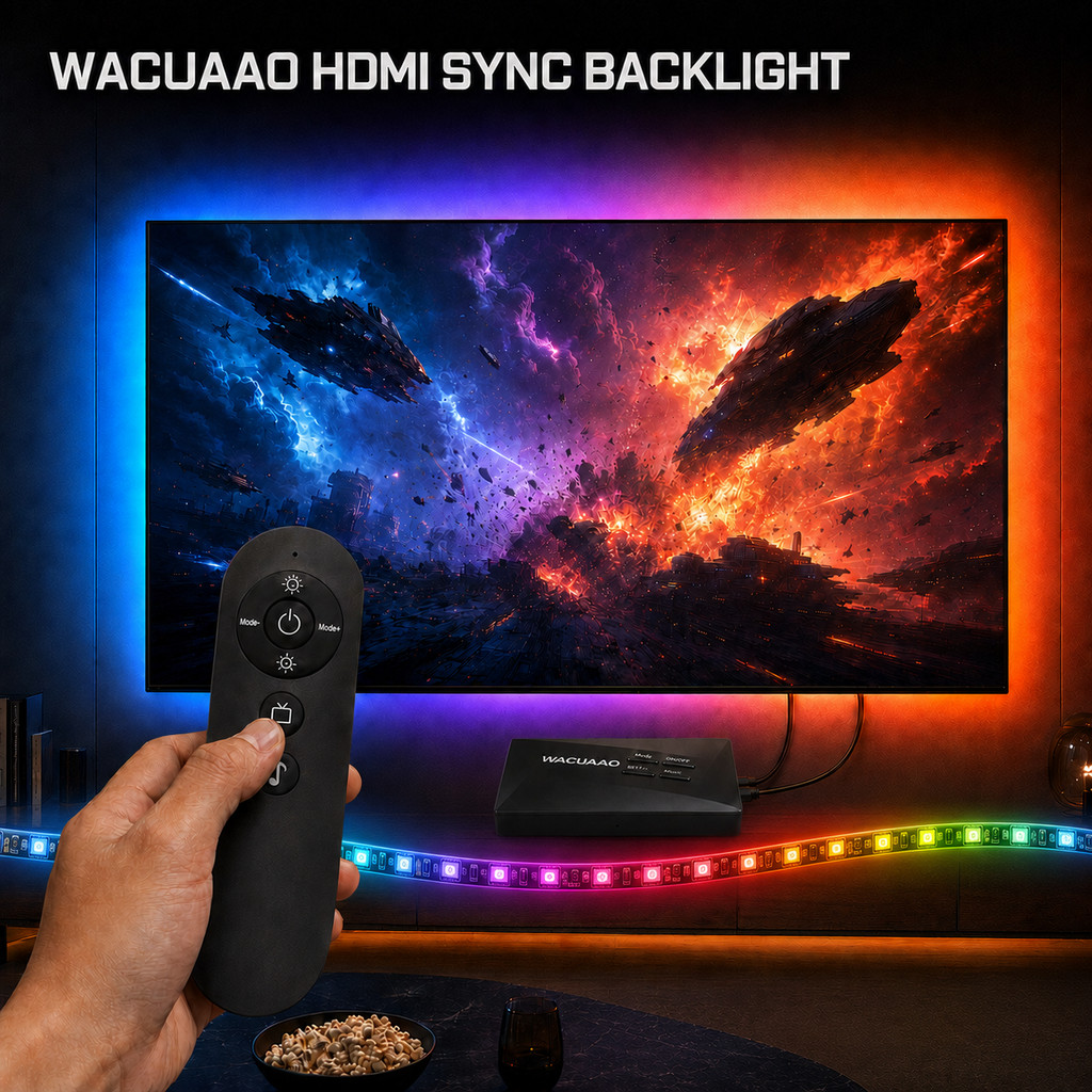 B3 WACUAAO 4K HDMI Sync Box TV Backlight RGBIC Luz De Tira LED Ambiente ...