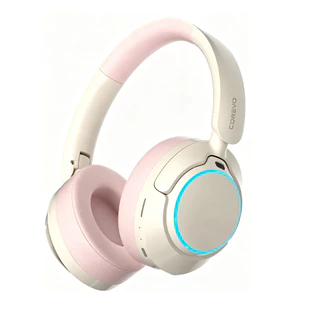 Fone De Ouvido Bluetooth Sem Fio ANC Cancelamento Ruído Over Ear 24H LED Conforto Rosa Cancelamento Ativo de Ruído