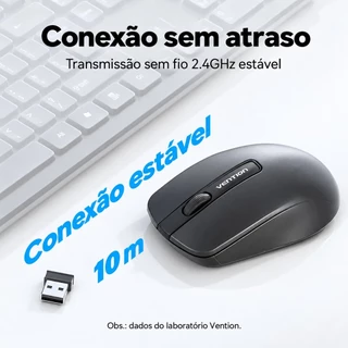 Mouse Sem Fio Ambidestro Vention Alcance 10m Office Fosco Pc