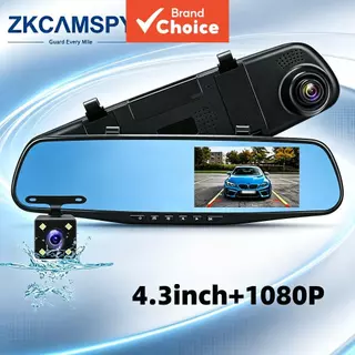 Tela IPS de 4,3 Polegadas, Câmera Veicular 1080p com Lentes Duplas, Espelho Retrovisor e Câmera de Ré